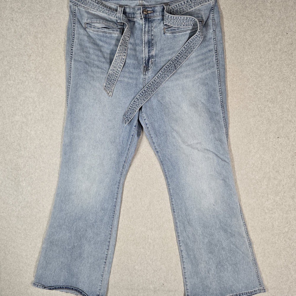 GAP Women Jeans 18 34 Light Blue Denim Flared Belted High Rise 31" Inseam